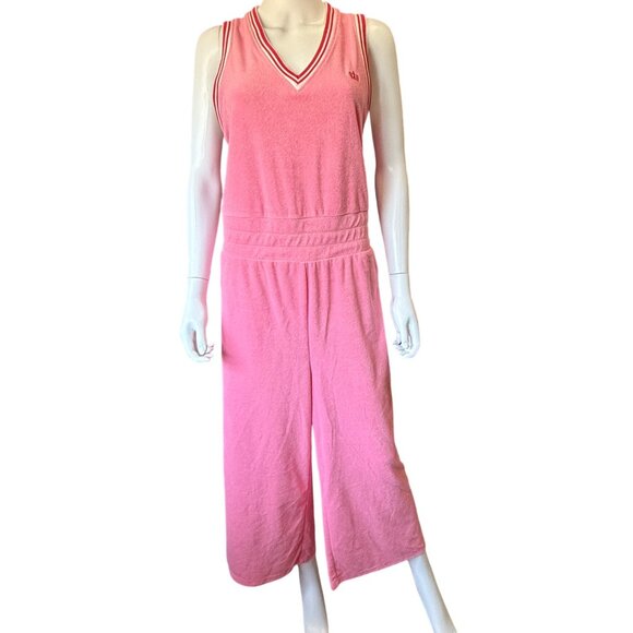 Juicy Couture Pink Terrycloth V-Neck Sleeveless Jumpsuit Womens Size Large NWT - Picture 1 of 8